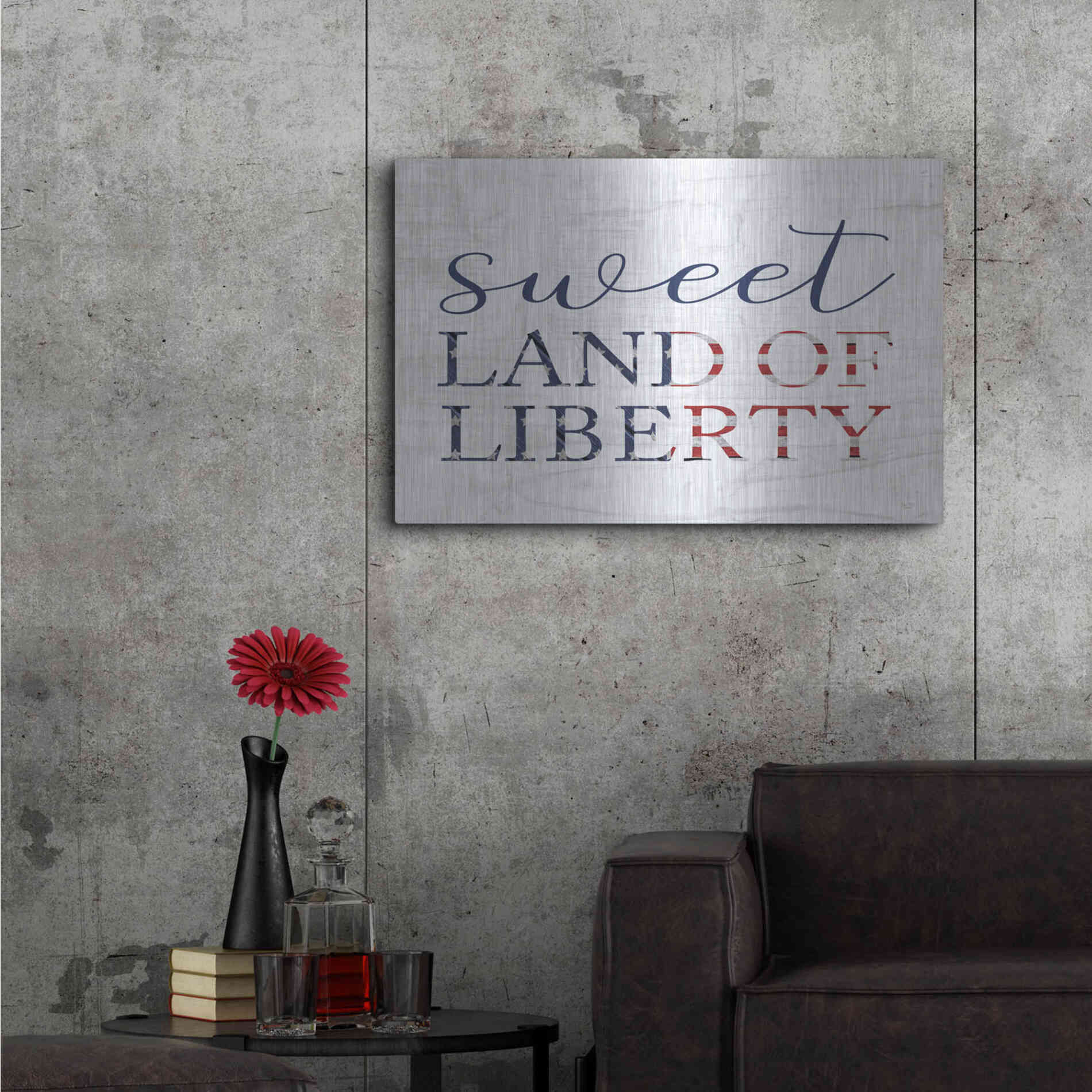 Luxe Metal Art 'Sweet Land of Liberty II' by Lux + Me, Metal Wall Art,36x24