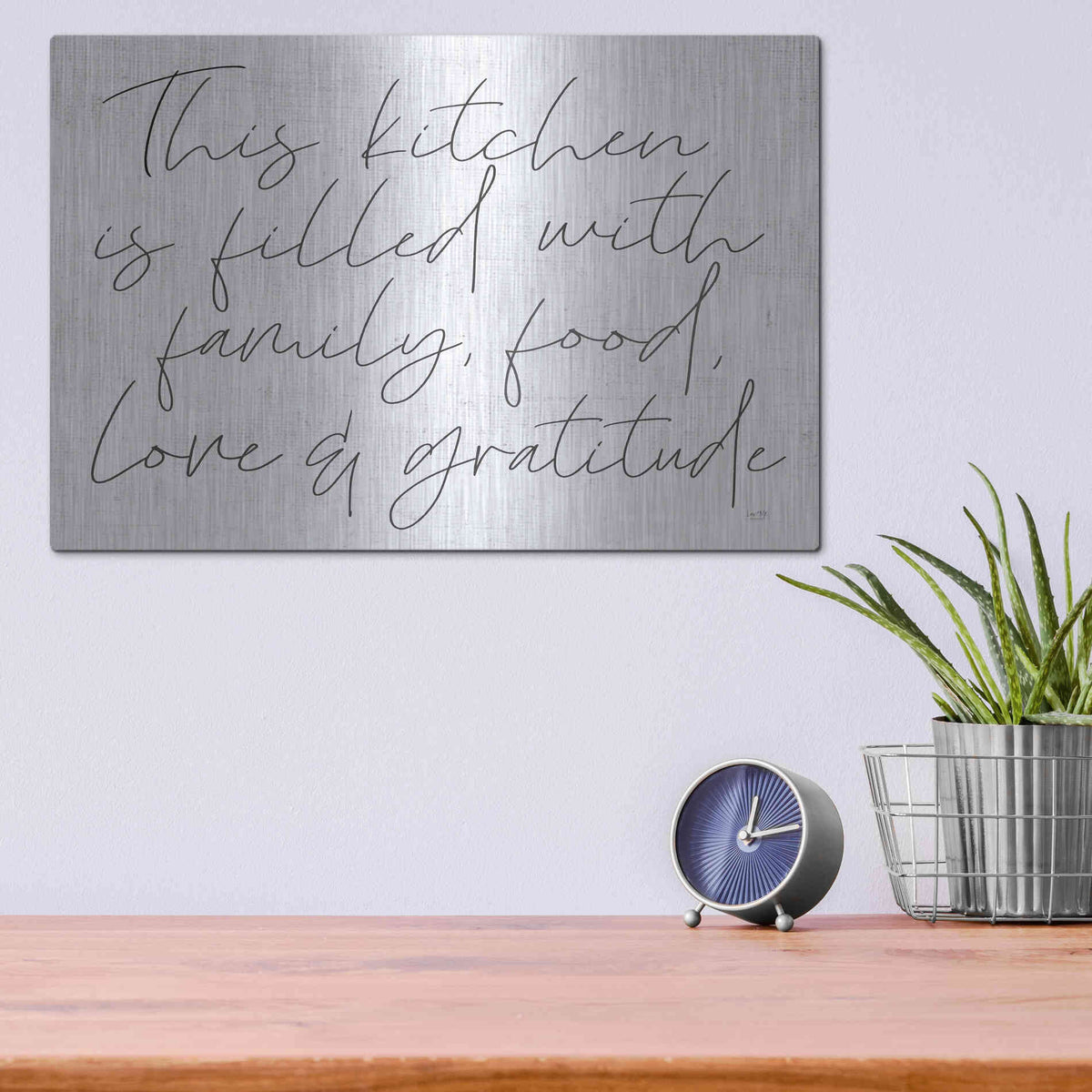Luxe Metal Art 'Family, Food, Love and Gratitude' by Lux + Me, Metal Wall Art,16x12