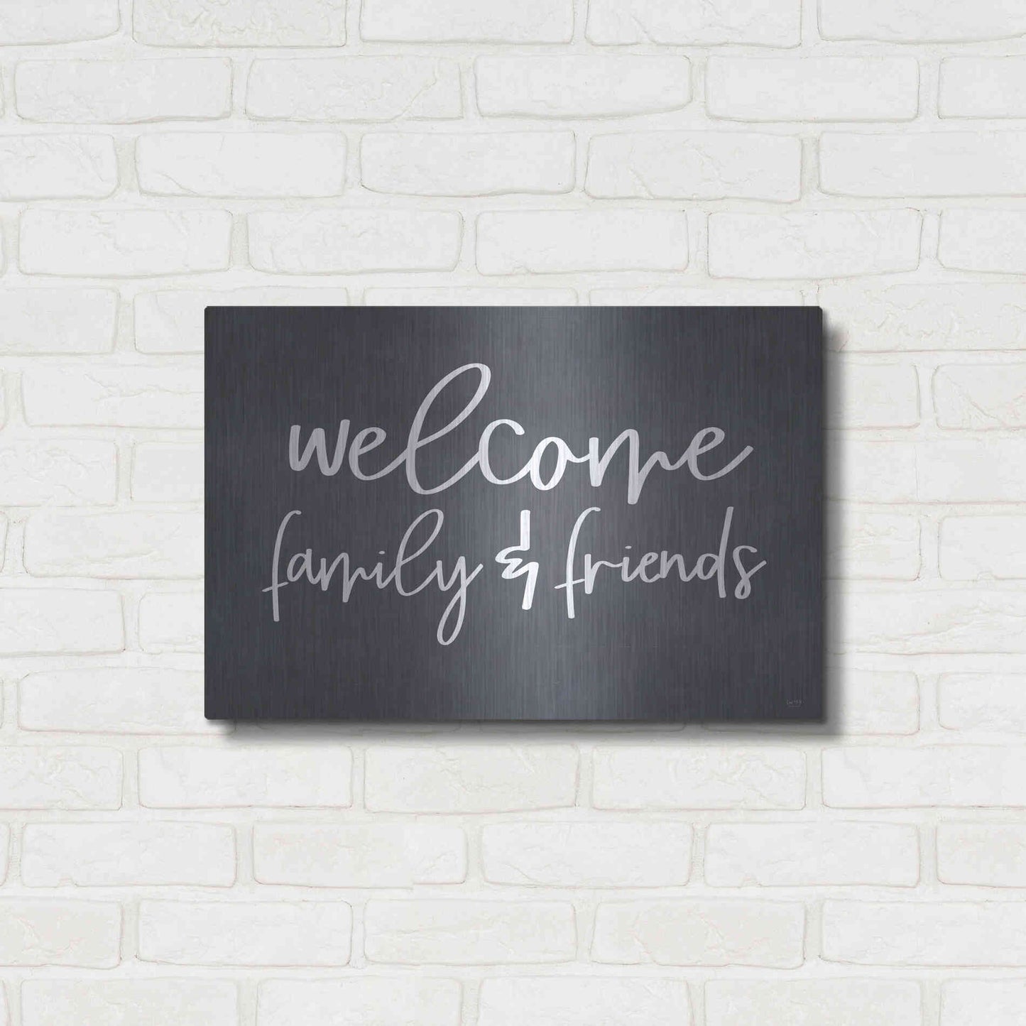 Luxe Metal Art 'Welcome Family & Friends' by Lux + Me, Metal Wall Art,24x16