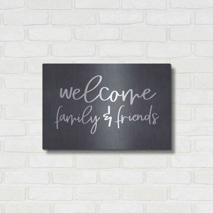 Luxe Metal Art 'Welcome Family & Friends' by Lux + Me, Metal Wall Art,24x16