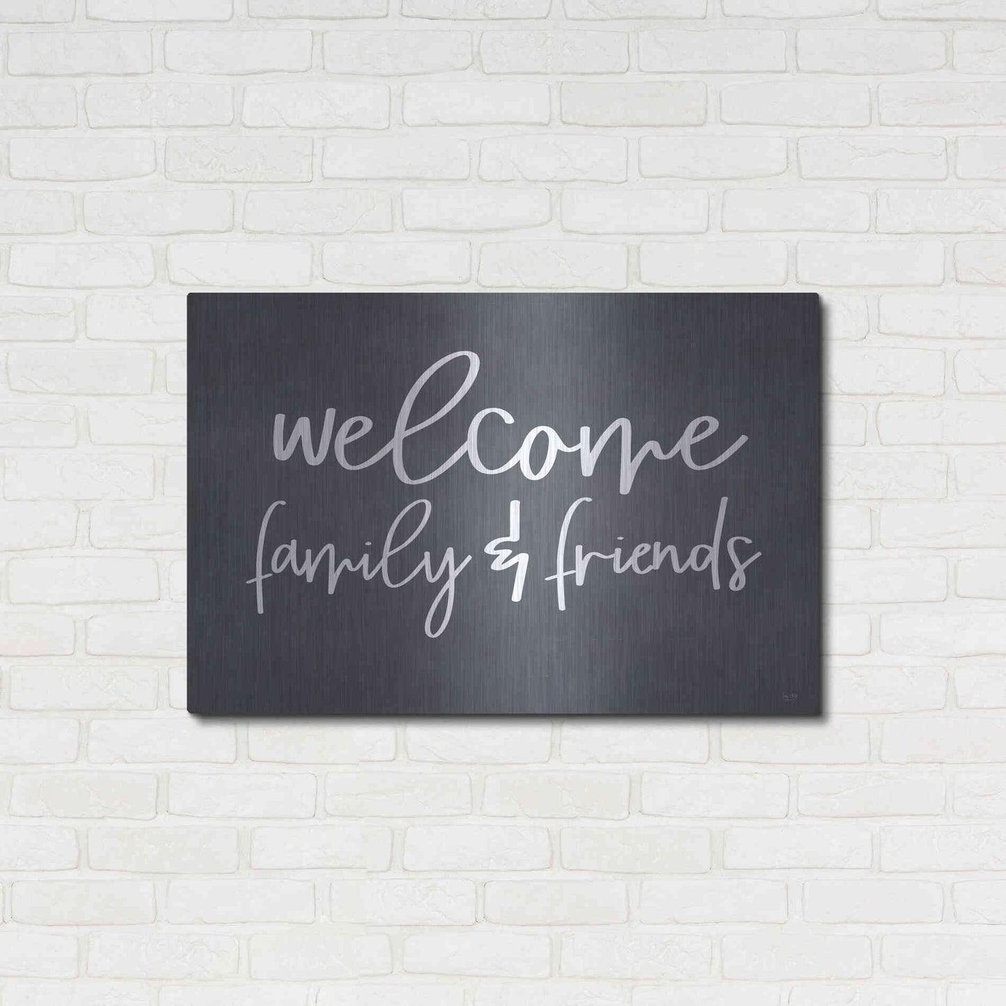 Luxe Metal Art 'Welcome Family & Friends' by Lux + Me, Metal Wall Art,36x24