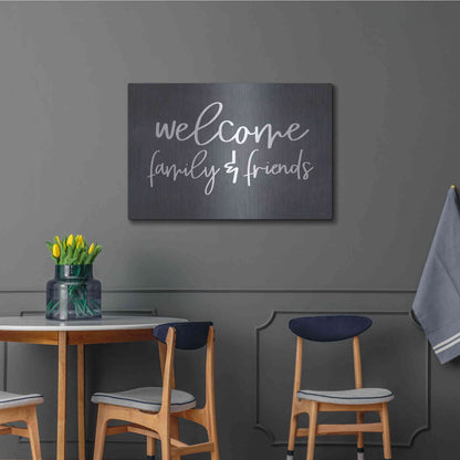 Luxe Metal Art 'Welcome Family & Friends' by Lux + Me, Metal Wall Art,36x24