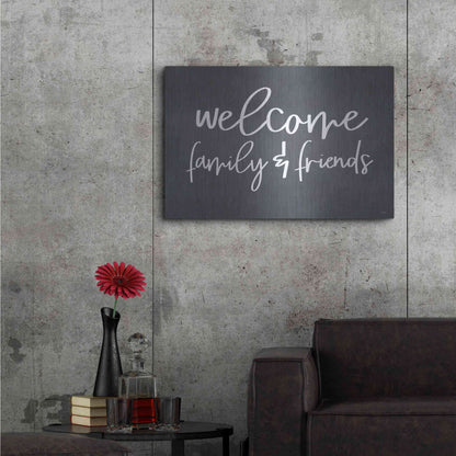 Luxe Metal Art 'Welcome Family & Friends' by Lux + Me, Metal Wall Art,36x24