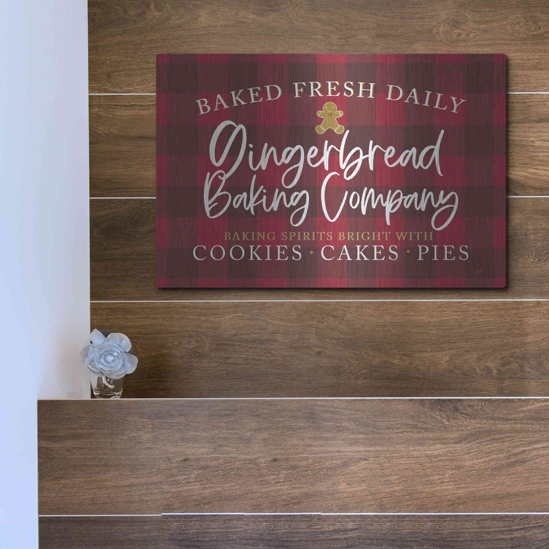 Luxe Metal Art 'Gingerbread Baking Company' by Lux + Me, Metal Wall Art,16x12