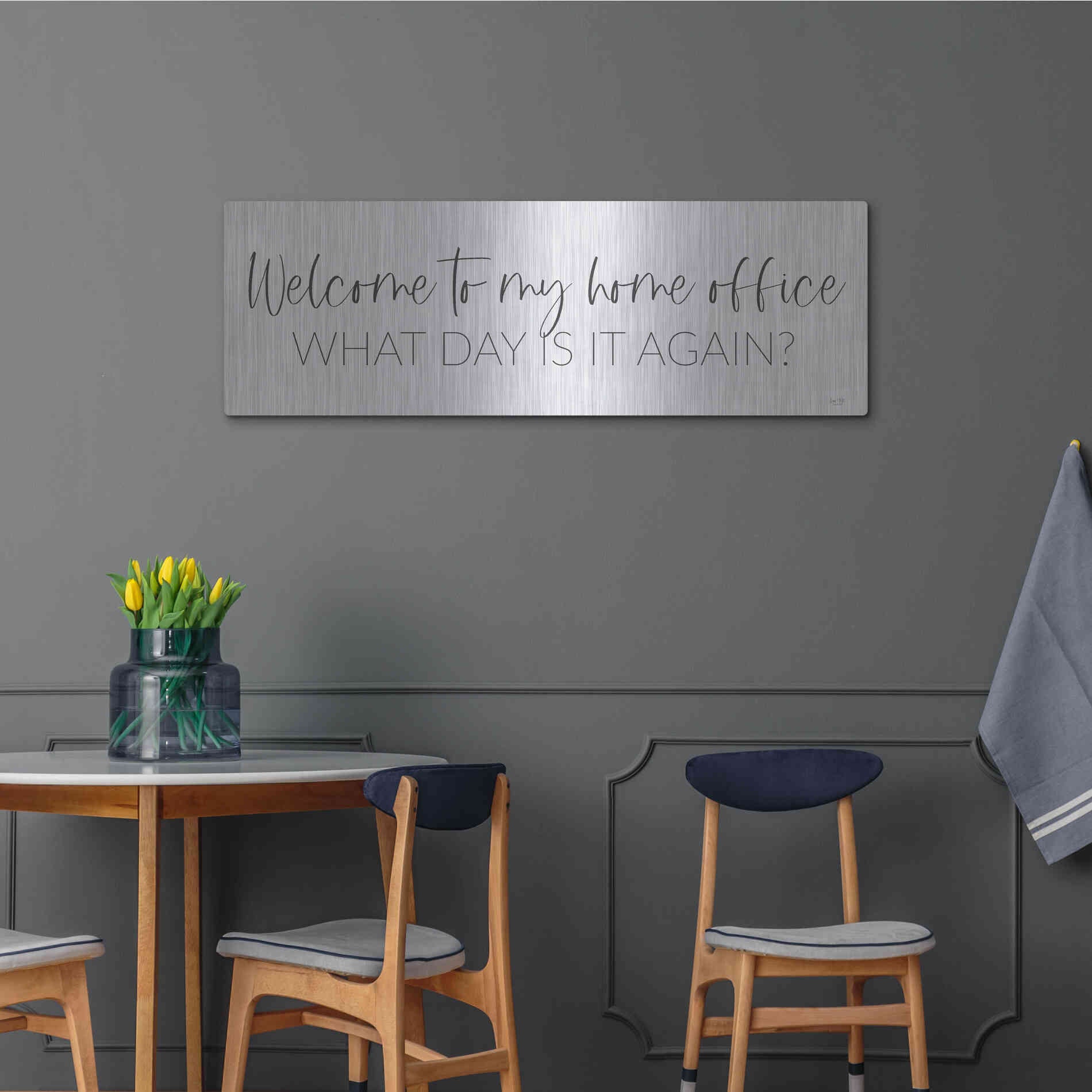 Luxe Metal Art 'Welcome to My Home Office' by Lux + Me, Metal Wall Art,48x16
