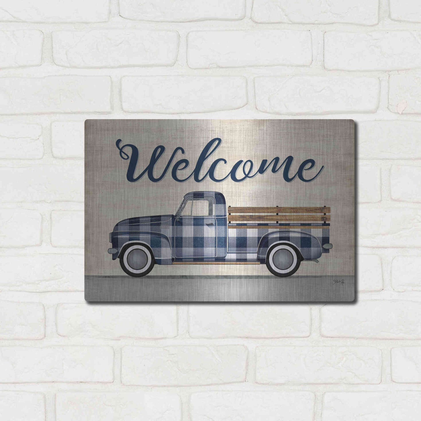 Luxe Metal Art 'Welcome Truck' by Marla Rae, Metal Wall Art,16x12