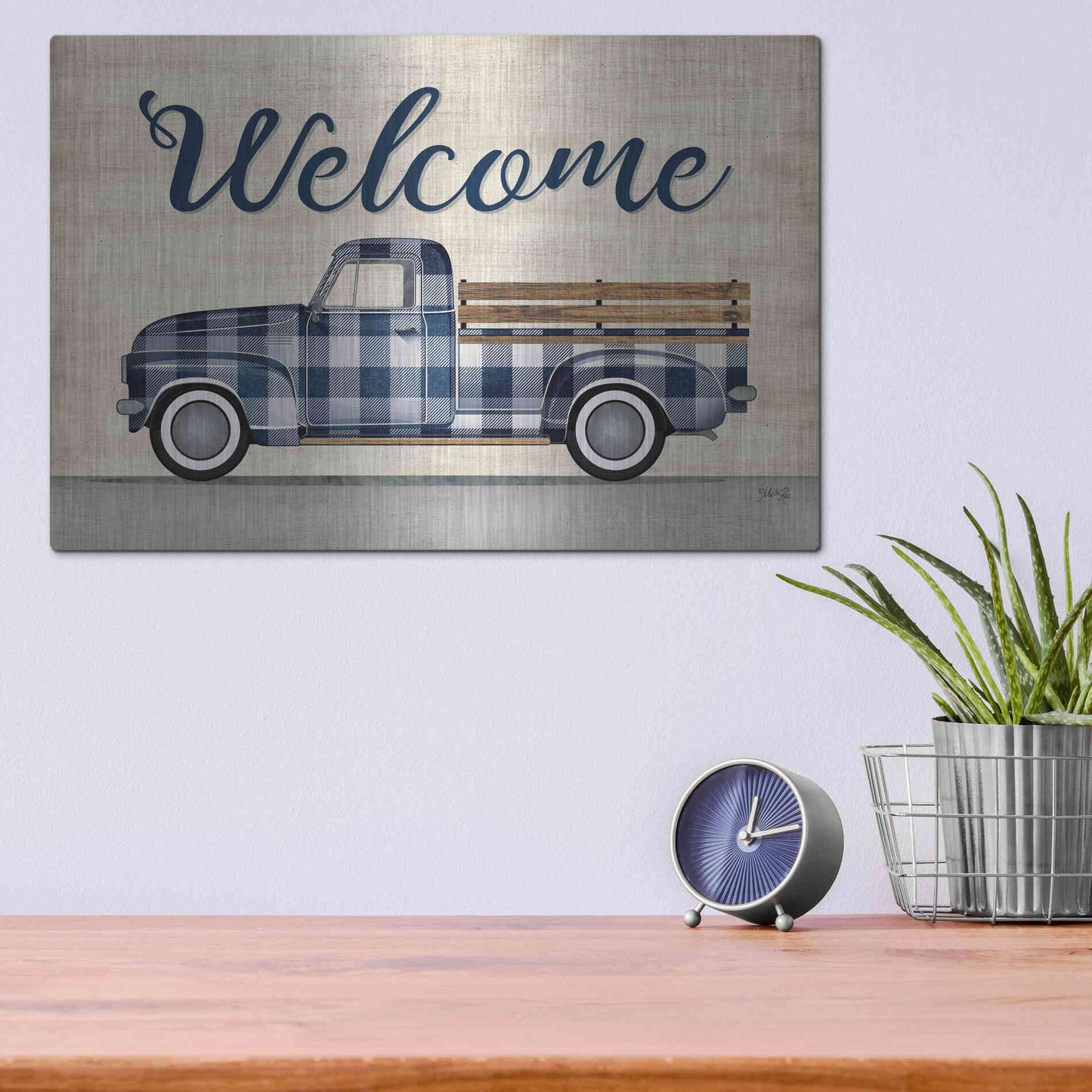 Luxe Metal Art 'Welcome Truck' by Marla Rae, Metal Wall Art,16x12
