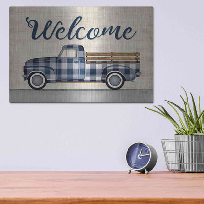 Luxe Metal Art 'Welcome Truck' by Marla Rae, Metal Wall Art,16x12