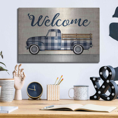 Luxe Metal Art 'Welcome Truck' by Marla Rae, Metal Wall Art,16x12