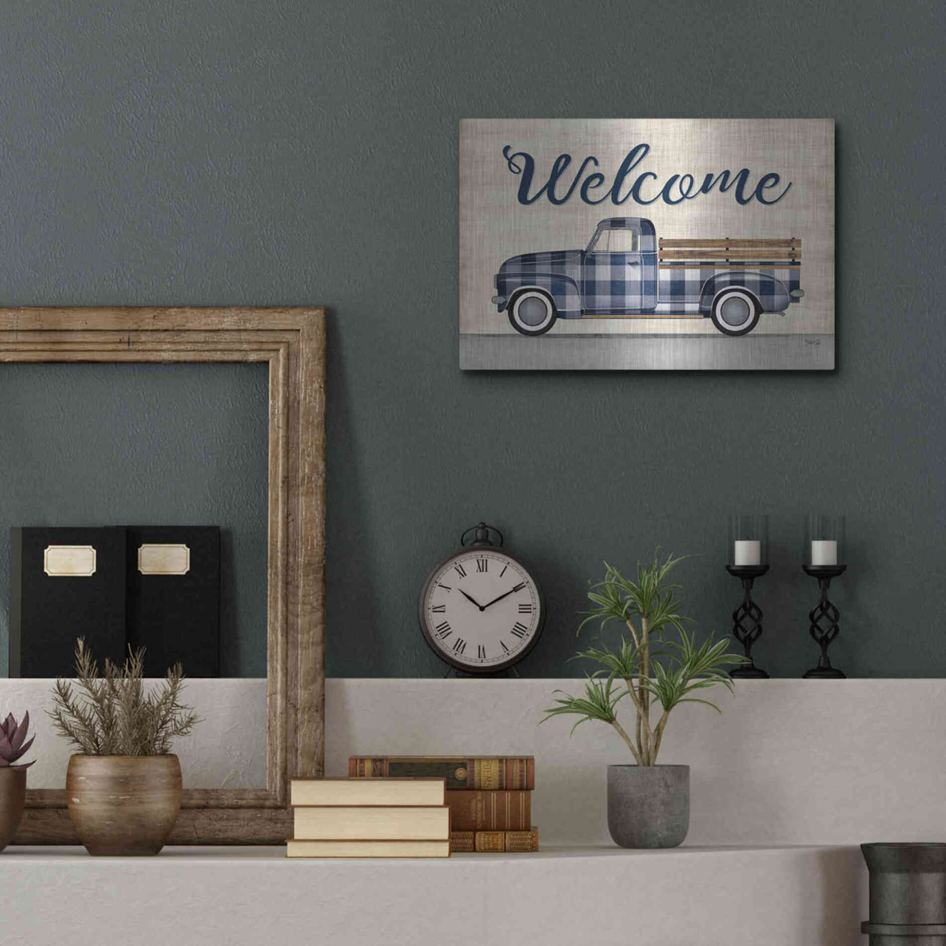 Luxe Metal Art 'Welcome Truck' by Marla Rae, Metal Wall Art,16x12