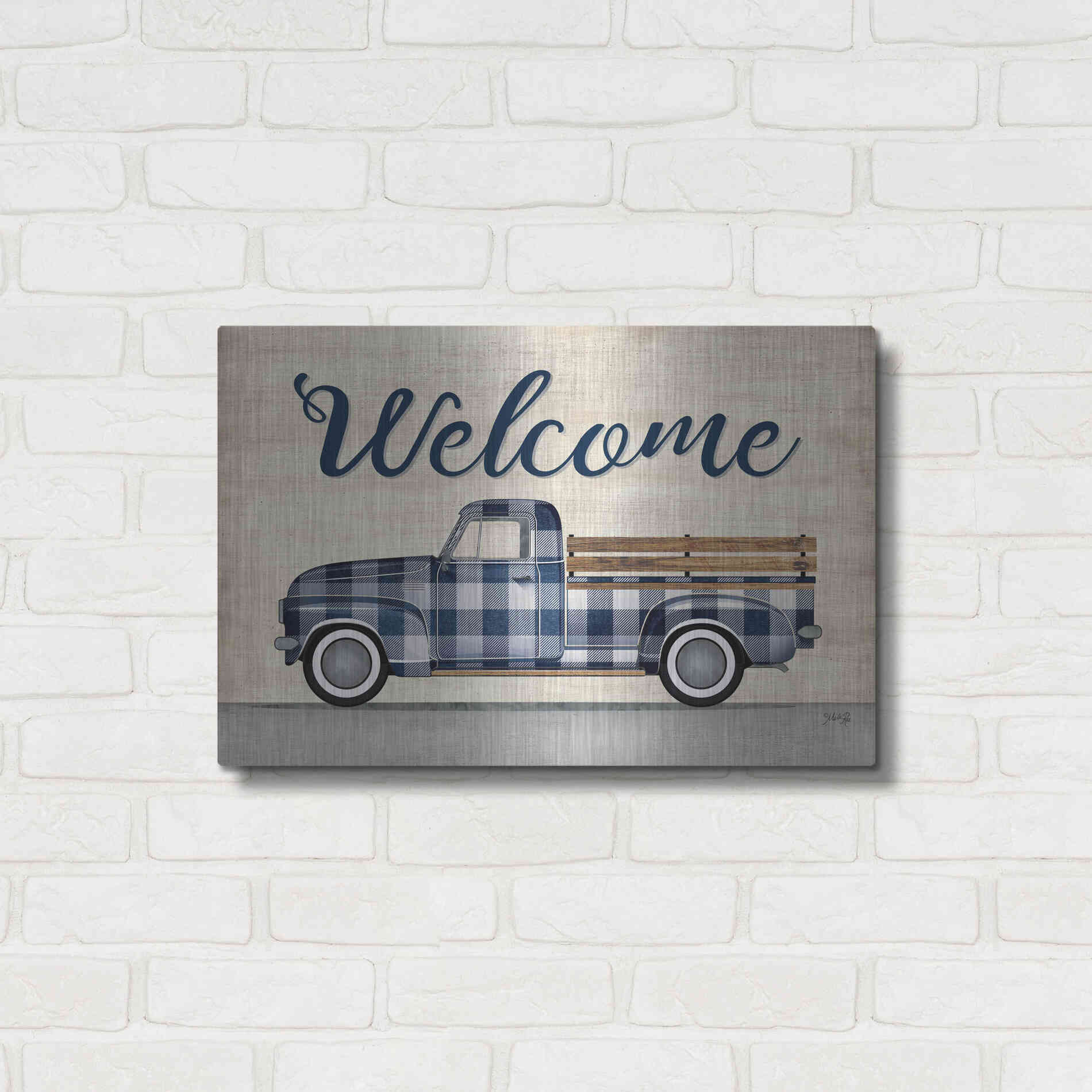Luxe Metal Art 'Welcome Truck' by Marla Rae, Metal Wall Art,24x16