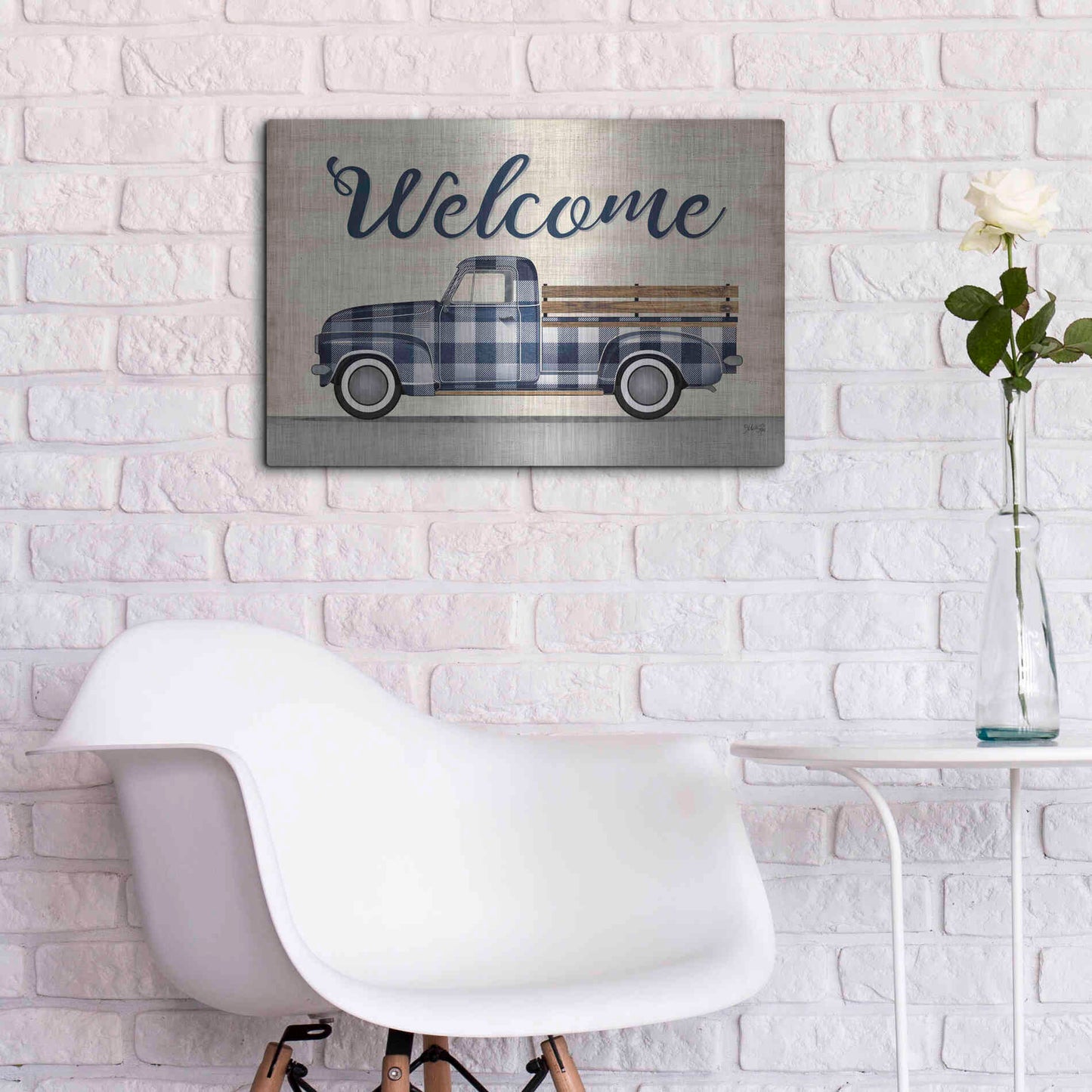 Luxe Metal Art 'Welcome Truck' by Marla Rae, Metal Wall Art,24x16
