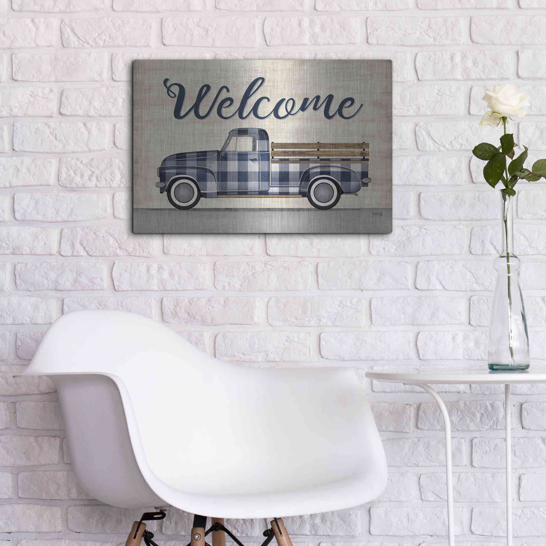 Luxe Metal Art 'Welcome Truck' by Marla Rae, Metal Wall Art,24x16
