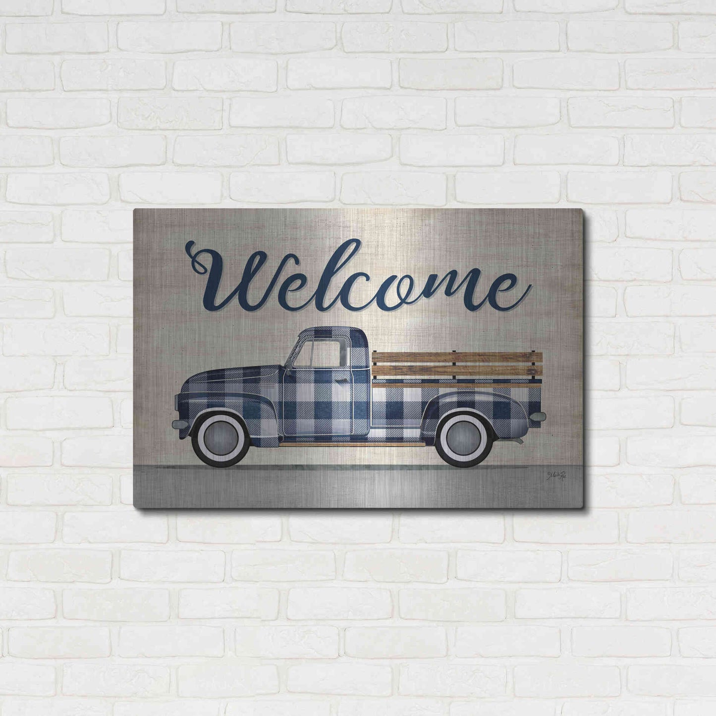 Luxe Metal Art 'Welcome Truck' by Marla Rae, Metal Wall Art,36x24