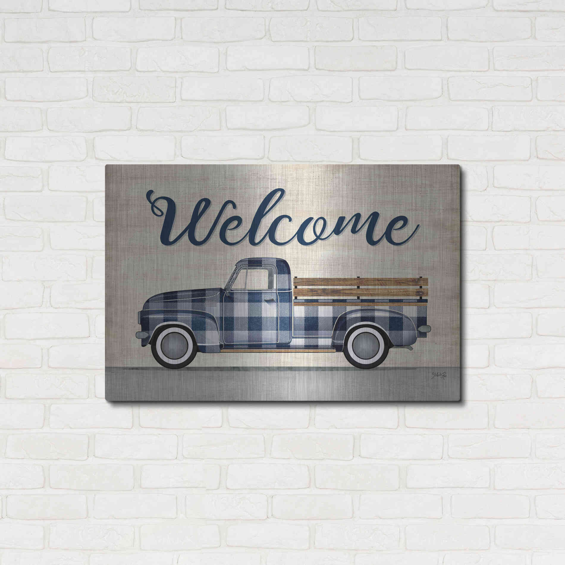 Luxe Metal Art 'Welcome Truck' by Marla Rae, Metal Wall Art,36x24