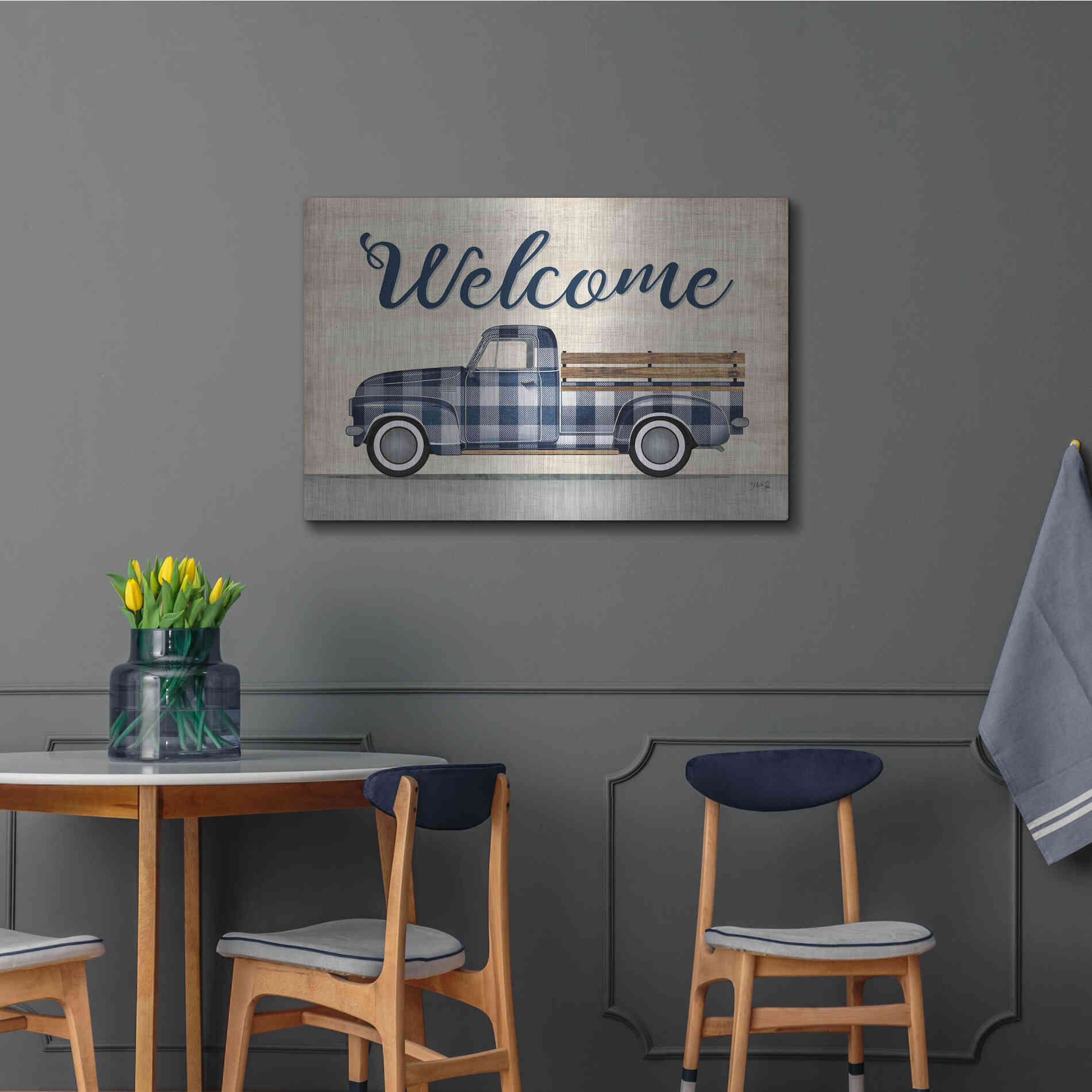 Luxe Metal Art 'Welcome Truck' by Marla Rae, Metal Wall Art,36x24