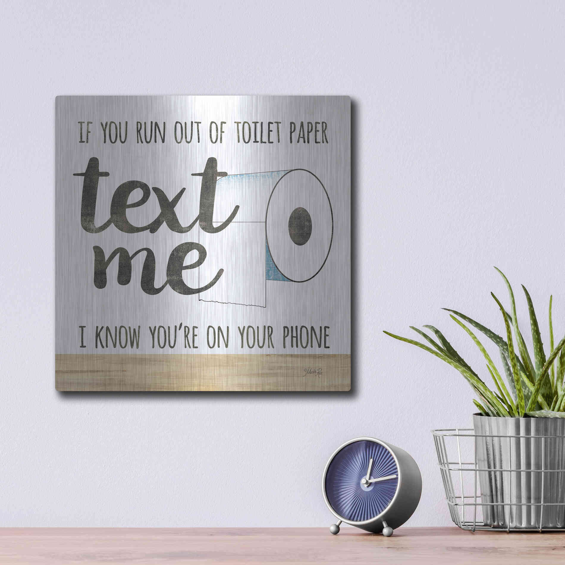 Luxe Metal Art 'Text Me' by Marla Rae, Metal Wall Art,12x12