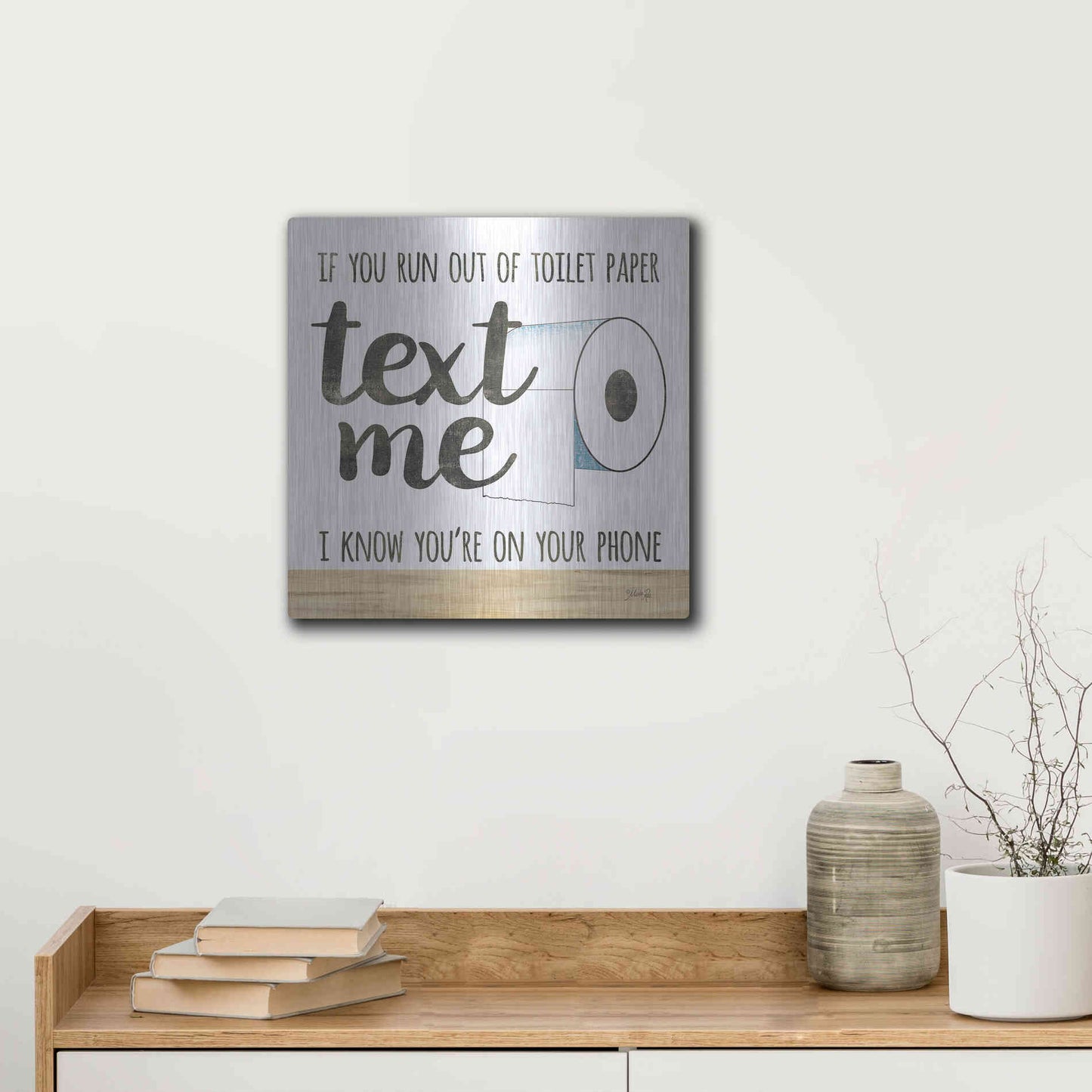 Luxe Metal Art 'Text Me' by Marla Rae, Metal Wall Art,12x12