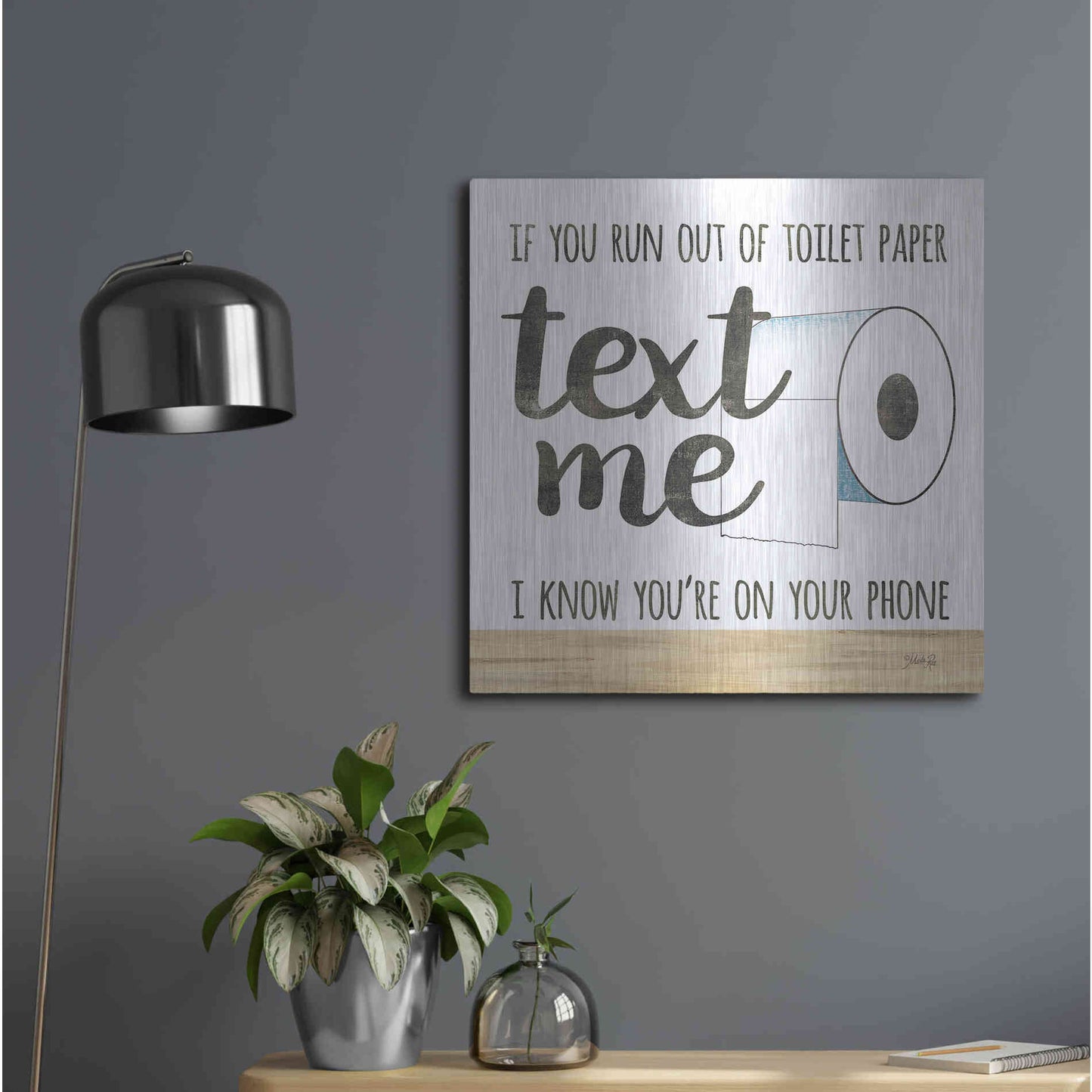 Luxe Metal Art 'Text Me' by Marla Rae, Metal Wall Art,24x24