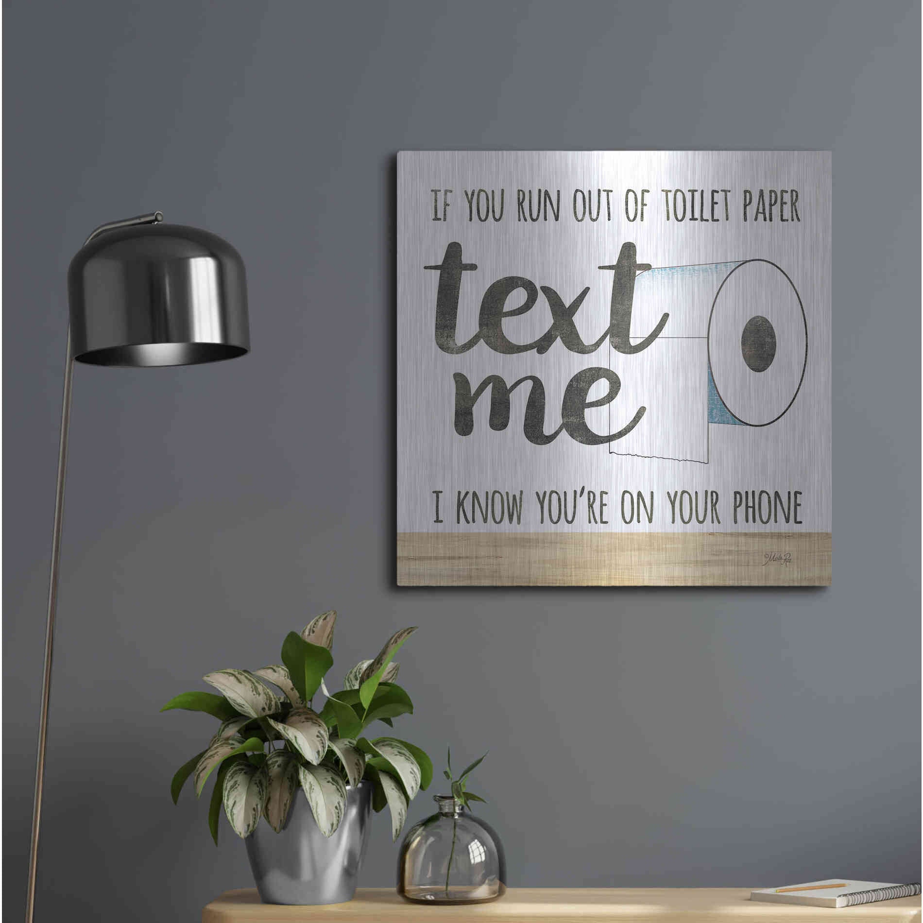 Luxe Metal Art 'Text Me' by Marla Rae, Metal Wall Art,24x24