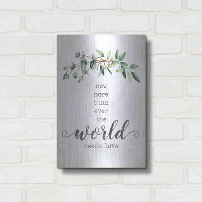 Luxe Metal Art 'The World Needs Love' by Marla Rae, Metal Wall Art,12x16