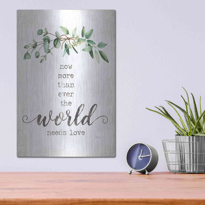 Luxe Metal Art 'The World Needs Love' by Marla Rae, Metal Wall Art,12x16