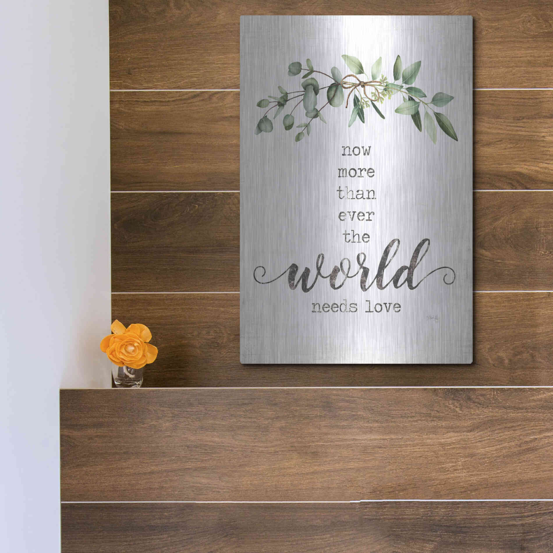 Luxe Metal Art 'The World Needs Love' by Marla Rae, Metal Wall Art,12x16