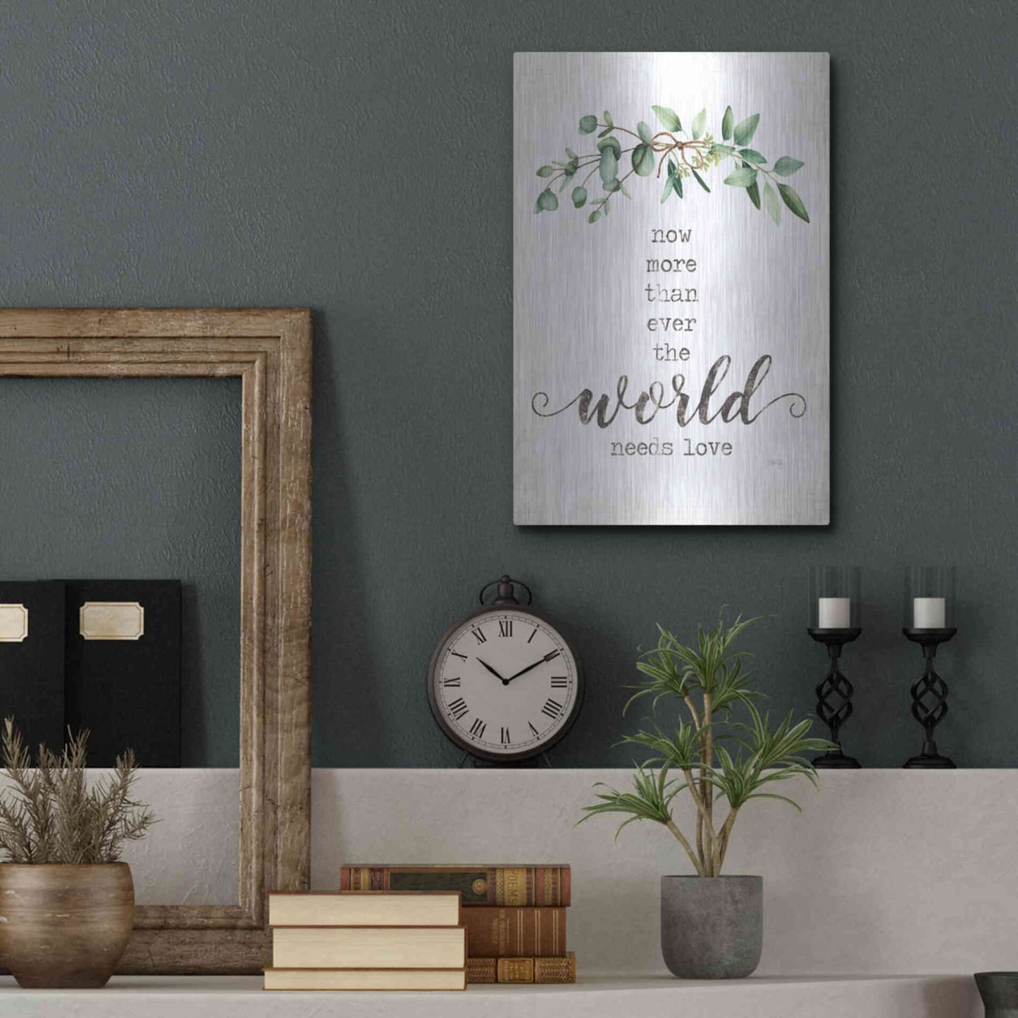 Luxe Metal Art 'The World Needs Love' by Marla Rae, Metal Wall Art,12x16