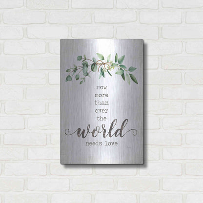 Luxe Metal Art 'The World Needs Love' by Marla Rae, Metal Wall Art,16x24