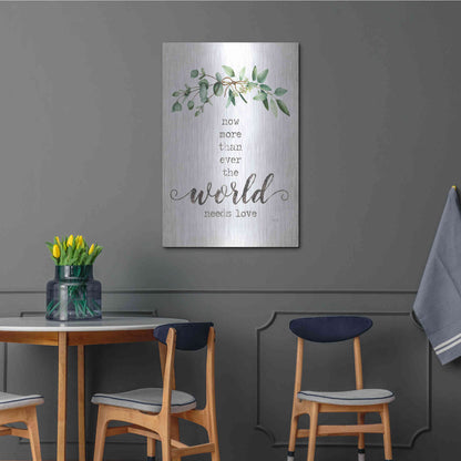 Luxe Metal Art 'The World Needs Love' by Marla Rae, Metal Wall Art,24x36