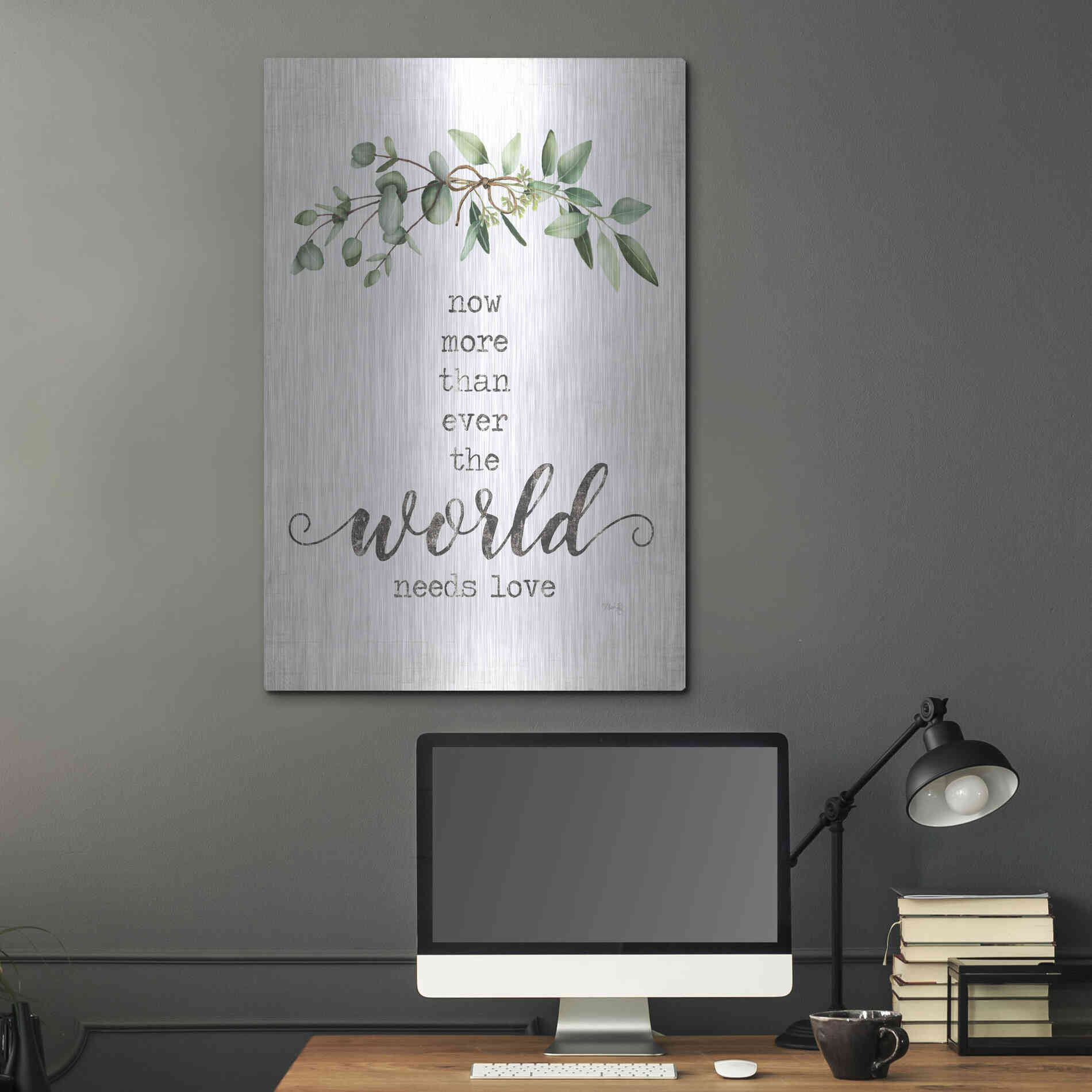 Luxe Metal Art 'The World Needs Love' by Marla Rae, Metal Wall Art,24x36