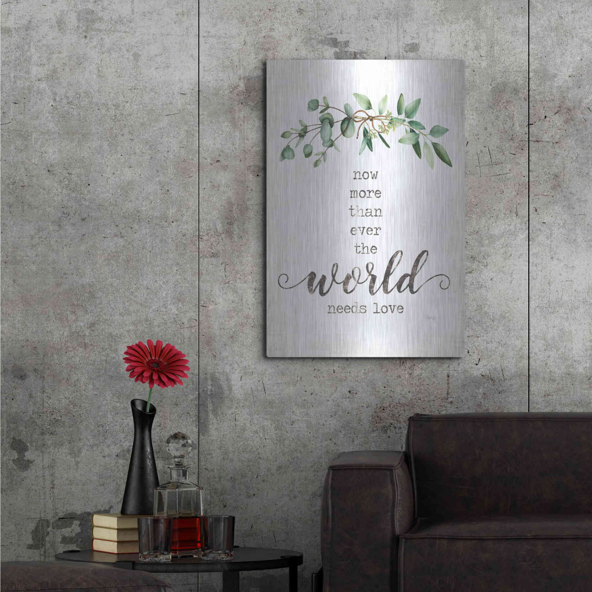 Luxe Metal Art 'The World Needs Love' by Marla Rae, Metal Wall Art,24x36