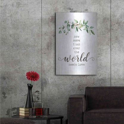 Luxe Metal Art 'The World Needs Love' by Marla Rae, Metal Wall Art,24x36