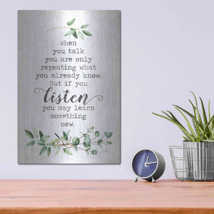 Luxe Metal Art 'Listen and Learn' by Marla Rae, Metal Wall Art,12x16