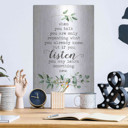 Luxe Metal Art 'Listen and Learn' by Marla Rae, Metal Wall Art,12x16