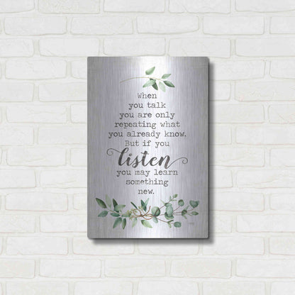 Luxe Metal Art 'Listen and Learn' by Marla Rae, Metal Wall Art,16x24