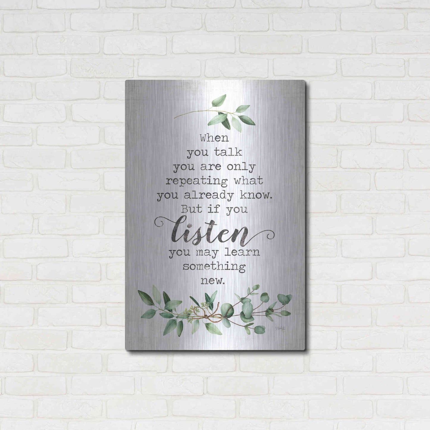 Luxe Metal Art 'Listen and Learn' by Marla Rae, Metal Wall Art,24x36