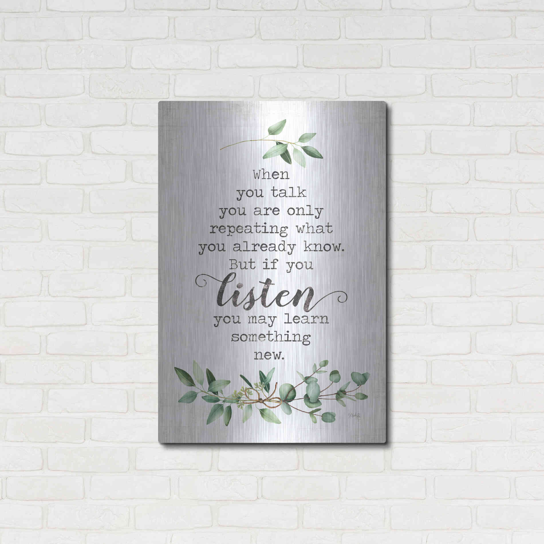 Luxe Metal Art 'Listen and Learn' by Marla Rae, Metal Wall Art,24x36