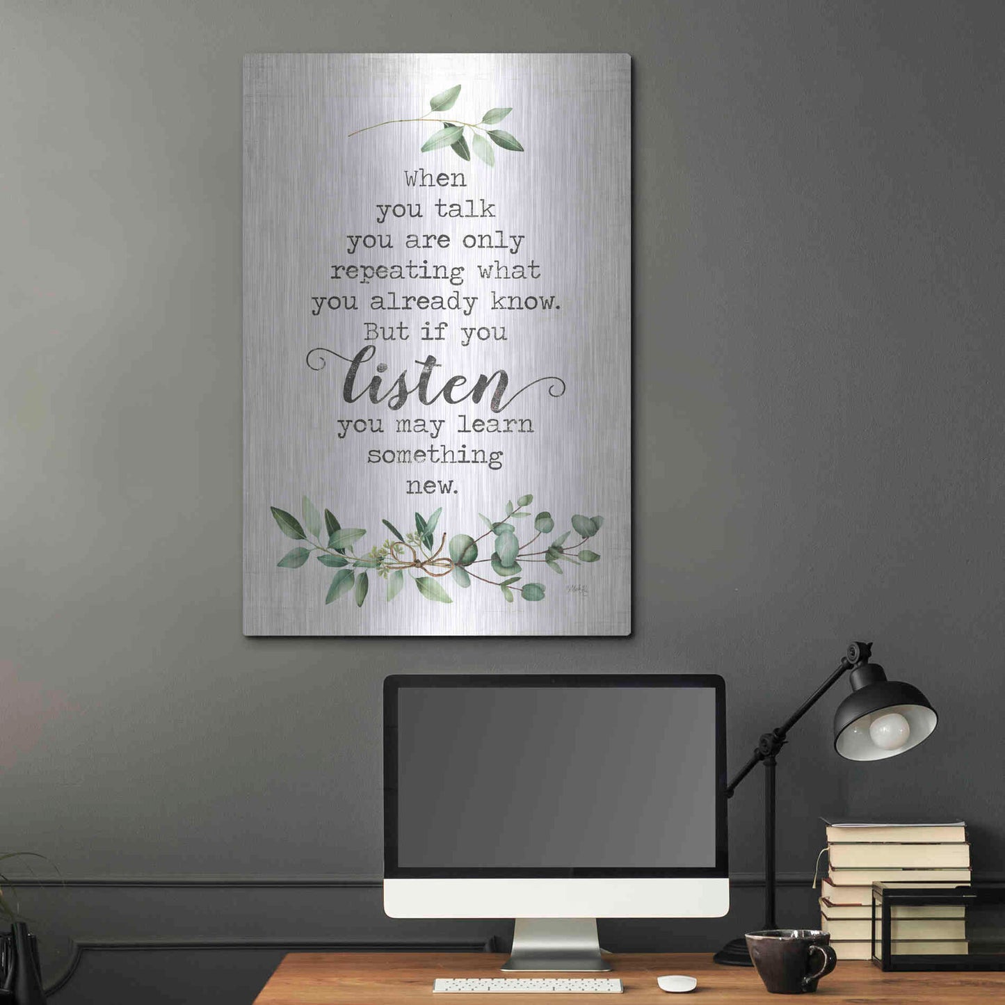 Luxe Metal Art 'Listen and Learn' by Marla Rae, Metal Wall Art,24x36