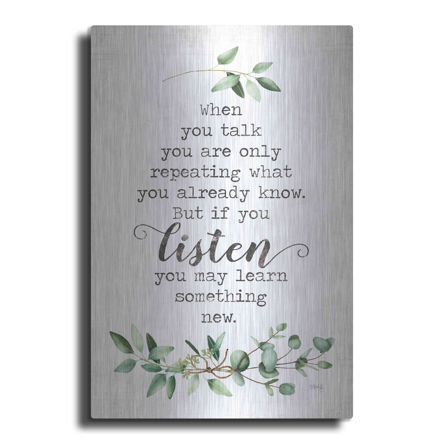 Luxe Metal Art 'Listen and Learn' by Marla Rae, Metal Wall Art
