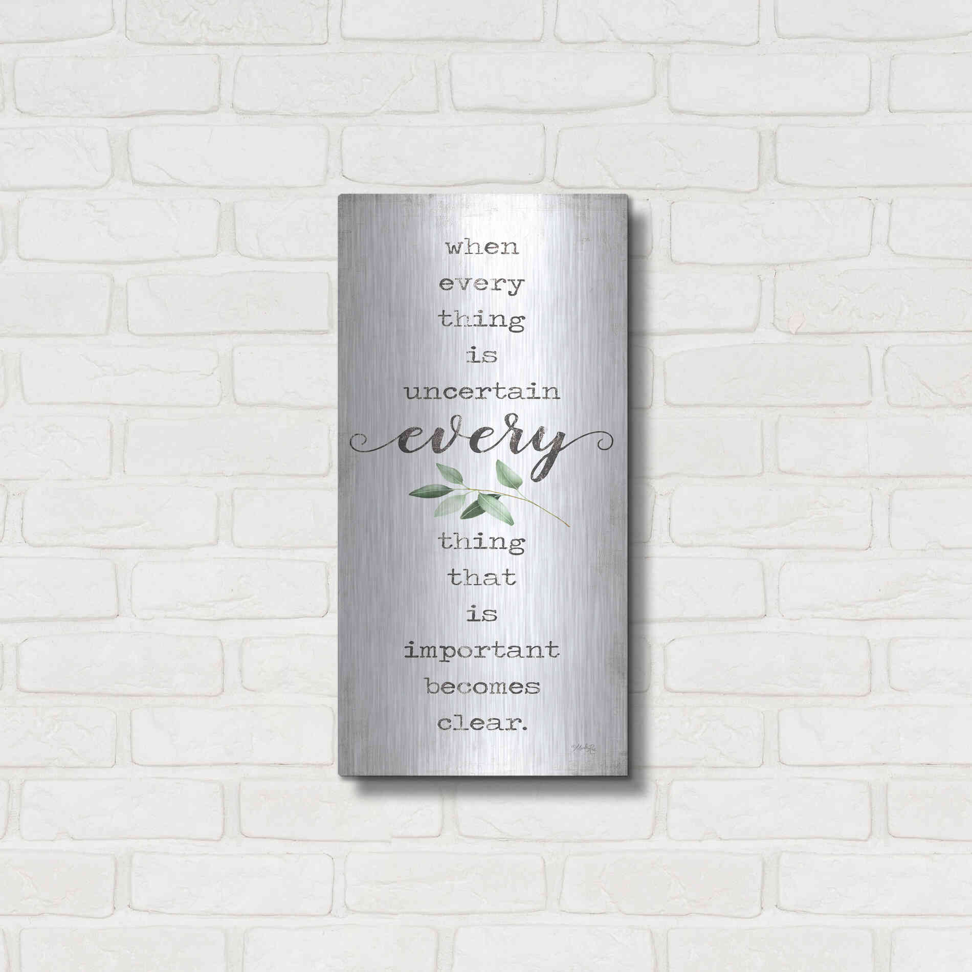 Luxe Metal Art 'What's Important Becomes Clear' by Marla Rae, Metal Wall Art,12x24