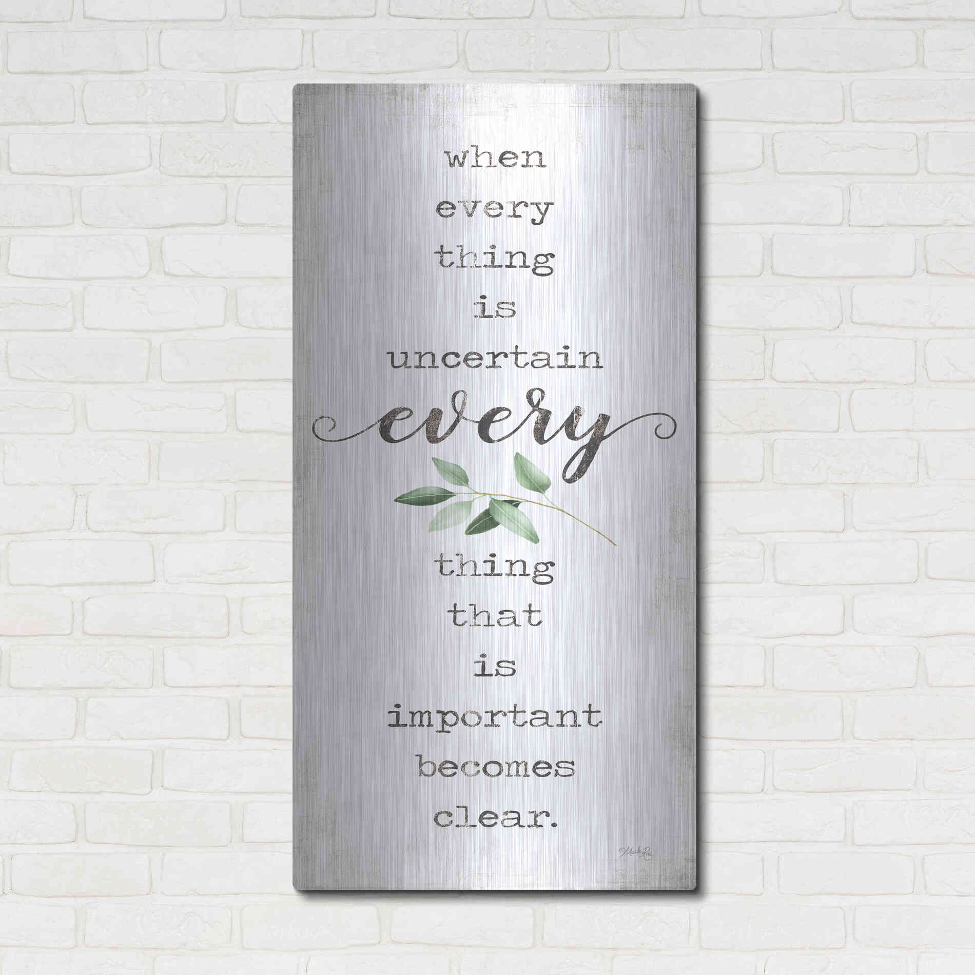 Luxe Metal Art 'What's Important Becomes Clear' by Marla Rae, Metal Wall Art,24x48