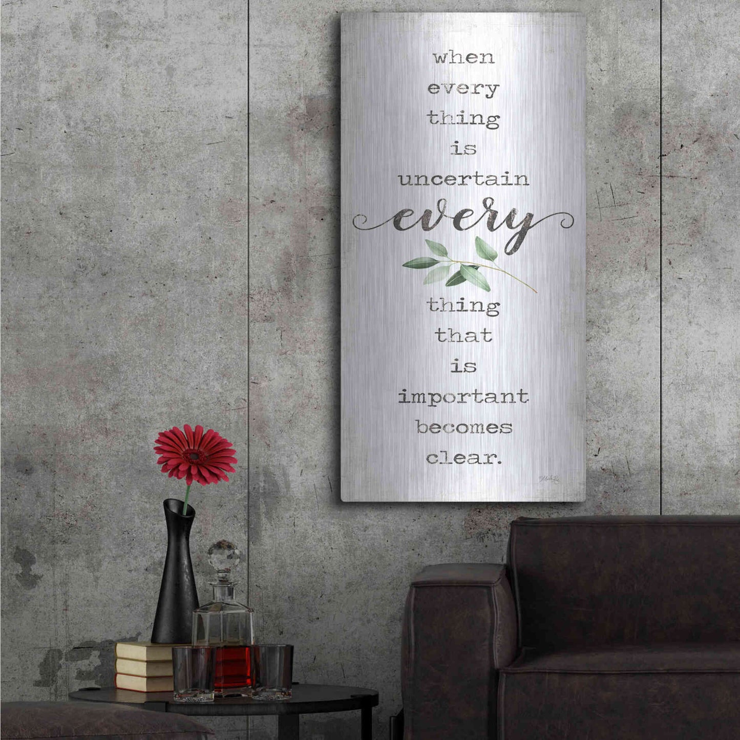 Luxe Metal Art 'What's Important Becomes Clear' by Marla Rae, Metal Wall Art,24x48