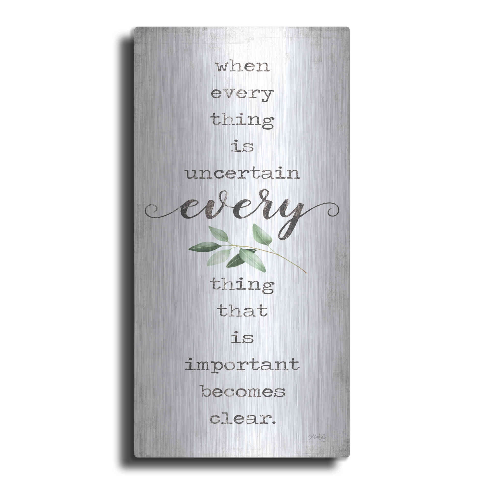 Luxe Metal Art 'What's Important Becomes Clear' by Marla Rae, Metal Wall Art