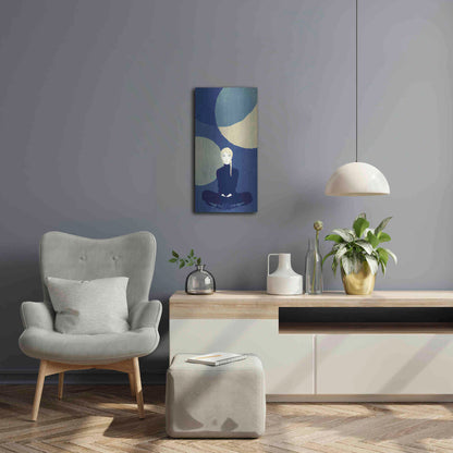 Luxe Metal Art 'Blue Planets' by Sai Tamiya, Metal Wall Art,12x24