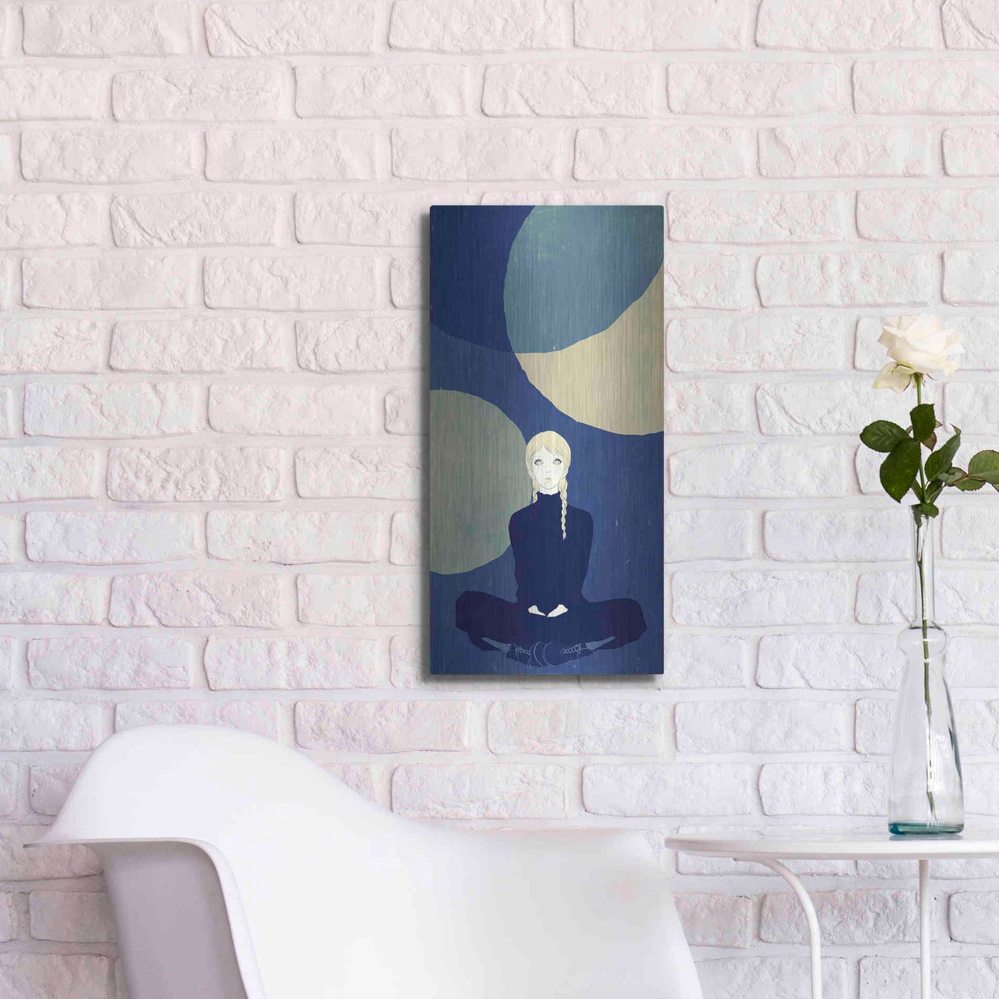 Luxe Metal Art 'Blue Planets' by Sai Tamiya, Metal Wall Art,12x24