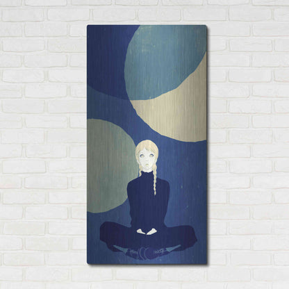 Luxe Metal Art 'Blue Planets' by Sai Tamiya, Metal Wall Art,24x48