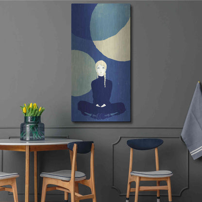 Luxe Metal Art 'Blue Planets' by Sai Tamiya, Metal Wall Art,24x48