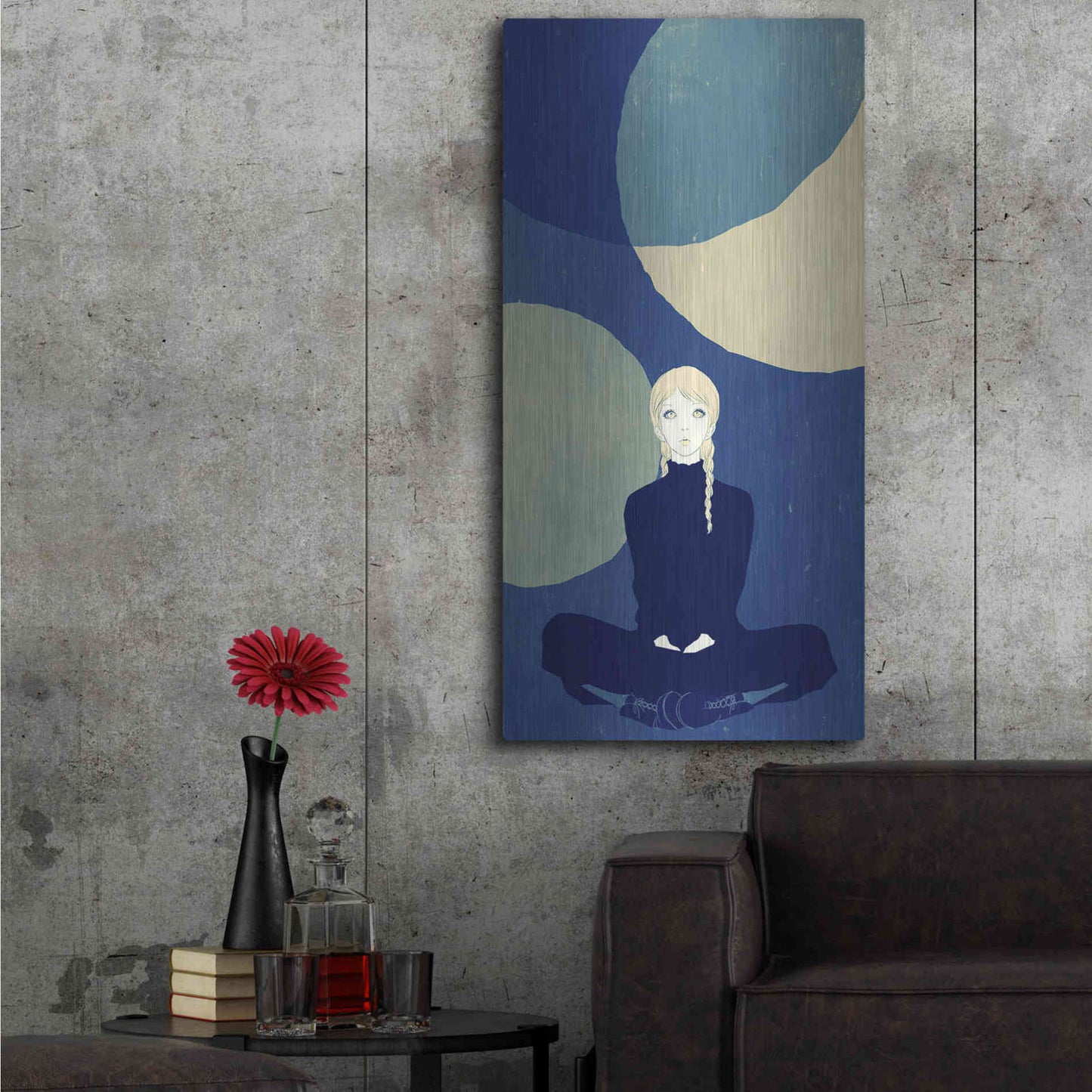 Luxe Metal Art 'Blue Planets' by Sai Tamiya, Metal Wall Art,24x48