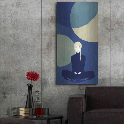 Luxe Metal Art 'Blue Planets' by Sai Tamiya, Metal Wall Art,24x48